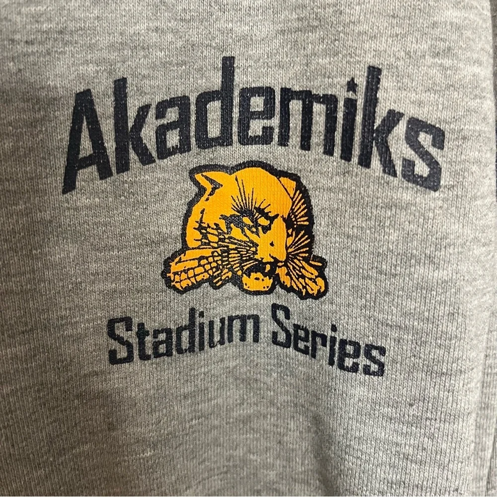 Vintage Akademiks Sweat Pant Men Baggy Grey Black Wide Leg XXL Gymwear Y2K Zip